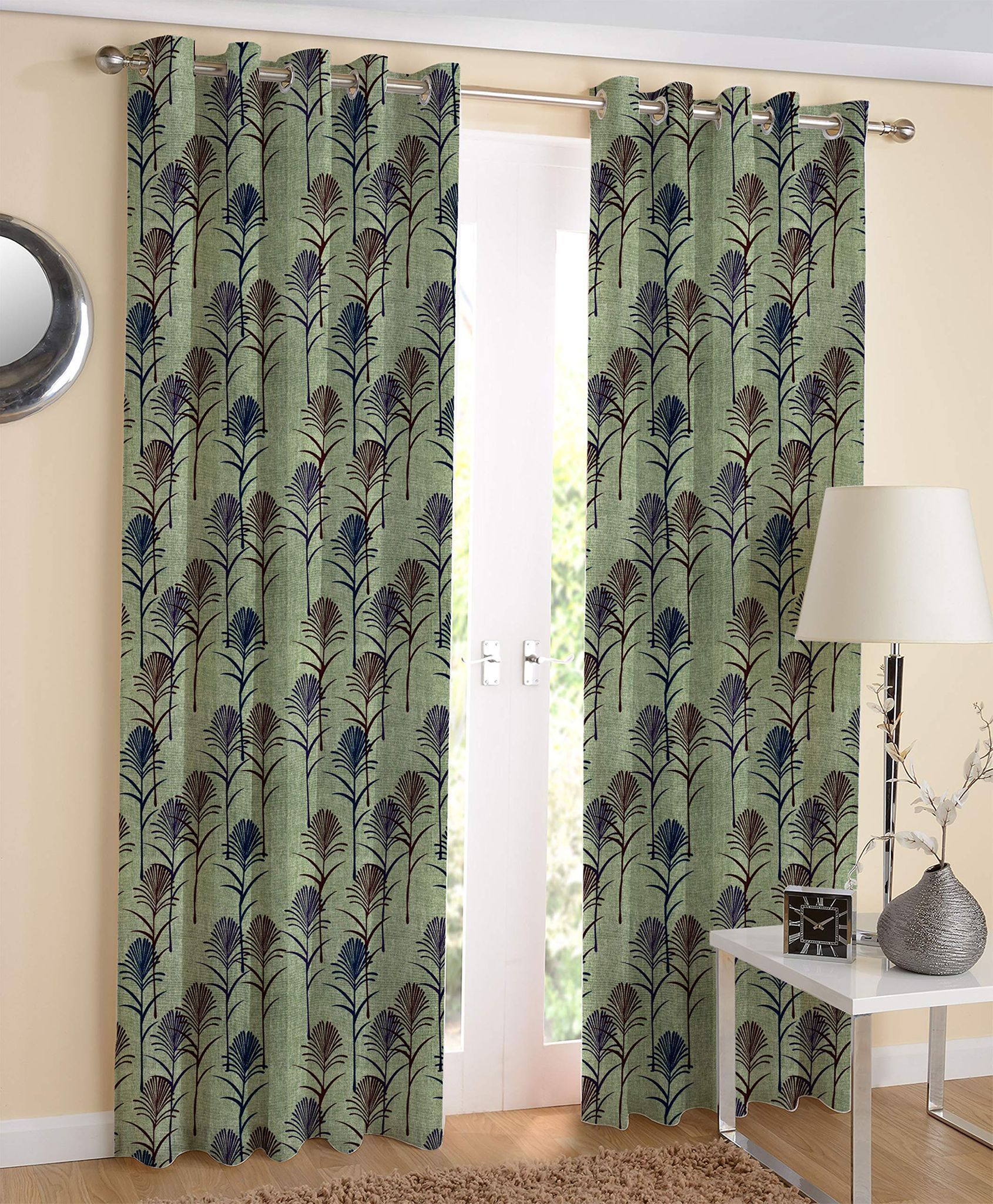 AIRWILL Multicolor Printed Pattern Cotton Door Curtains 4x7ft Pack of 2 Pieces