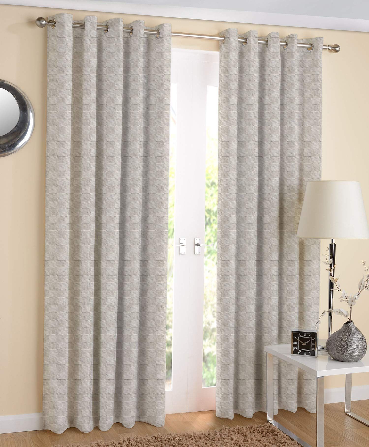 AIRWILL, 100% Cotton Eyelet Door Curtains Sized 4ft in Width and 7ft in Length, Multicolor Pack of 2 Pieces