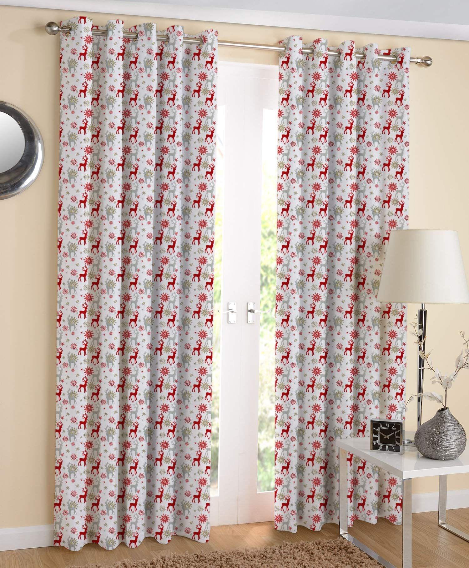 AIRWILL, 100% Cotton Eyelet Door Curtains Sized 4ft in Width and 7ft in Length, Multicolor Pack of 2 Pieces