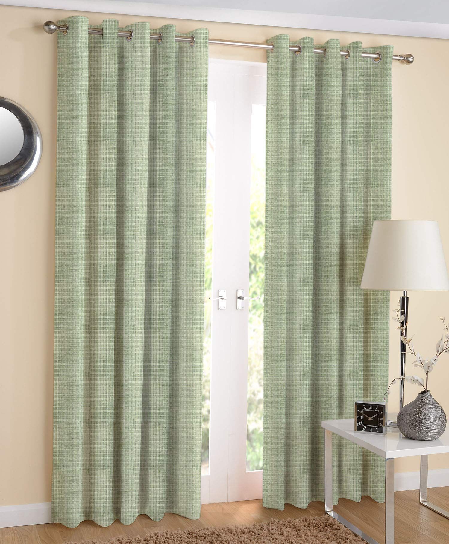 AIRWILL, 100% Cotton Eyelet Door Curtains Sized 4ft in Width and 7ft in Length, Multicolor Pack of 2 Pieces