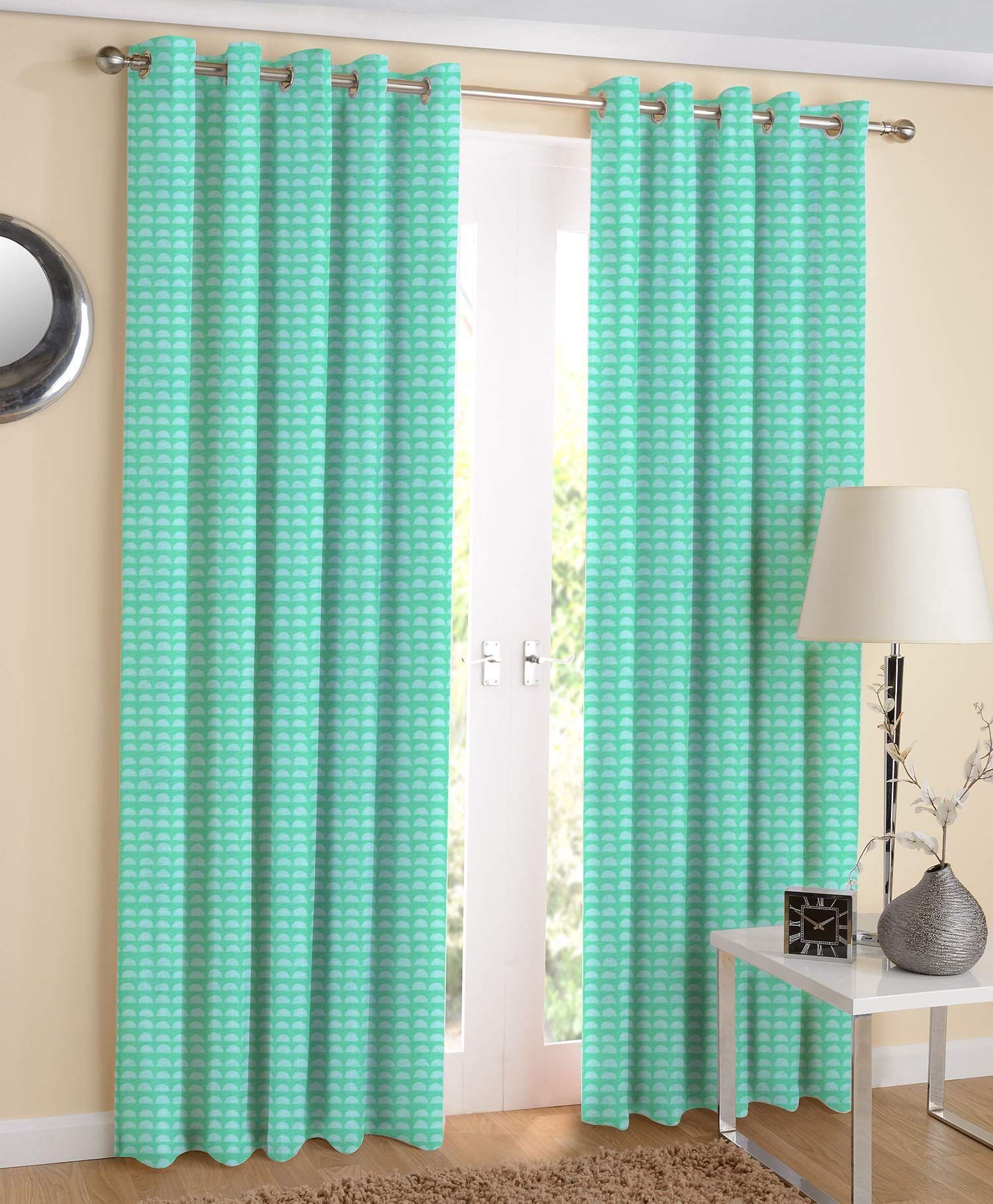 AIRWILL, 100% Cotton Eyelet Door Curtains Sized 4ft in Width and 7ft in Length, Multicolor Pack of 2 Pieces