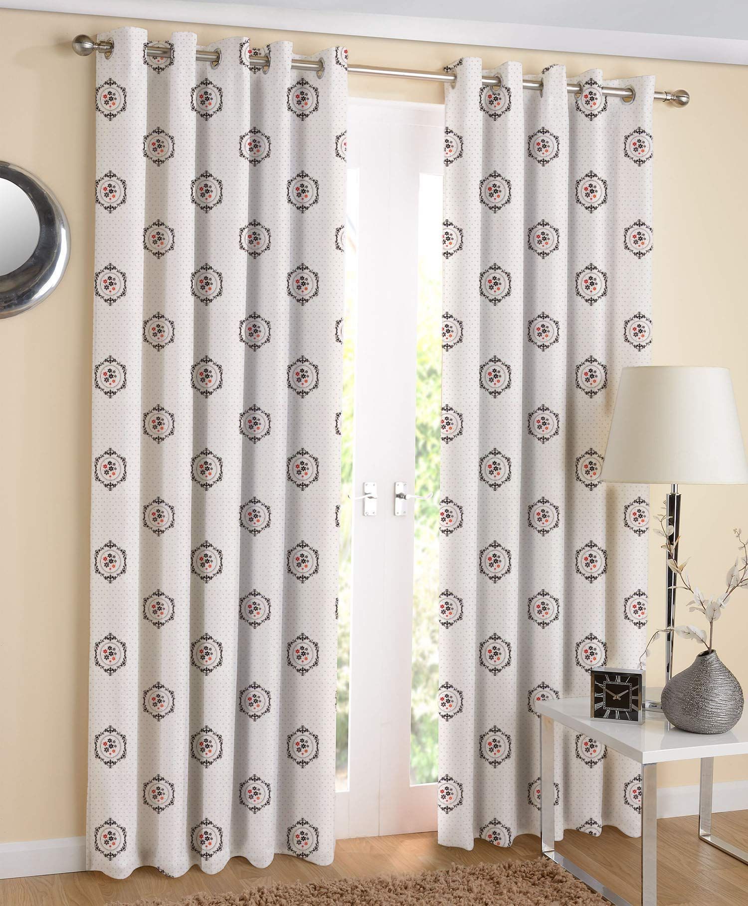 AIRWILL, 100% Cotton Eyelet Door Curtains Sized 4ft in Width and 7ft in Length, Multicolor Pack of 2 Pieces