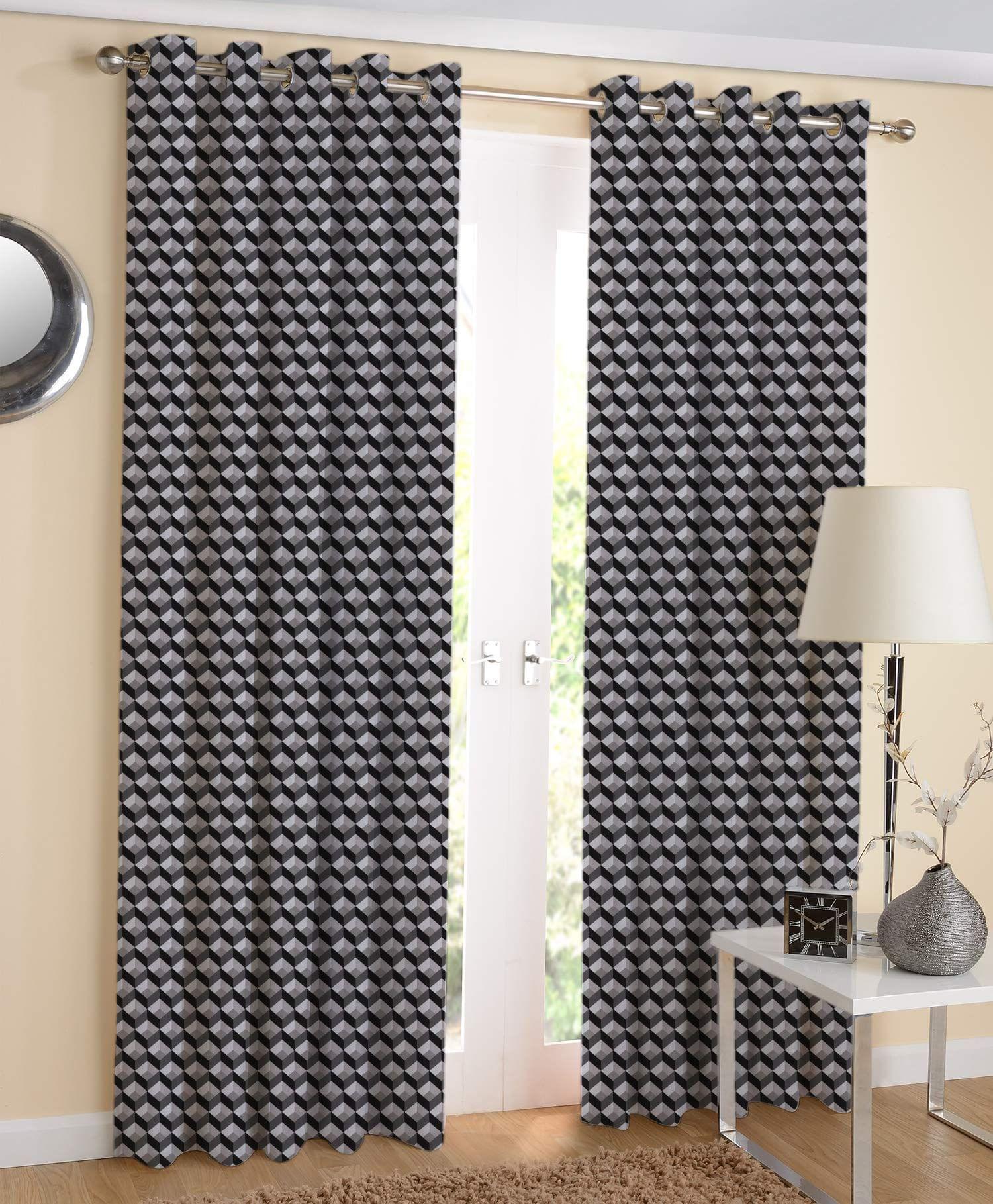 AIRWILL, 100% Cotton Eyelet Door Curtains Sized 4ft in Width and 7ft in Length, Multicolor Pack of 2 Pieces