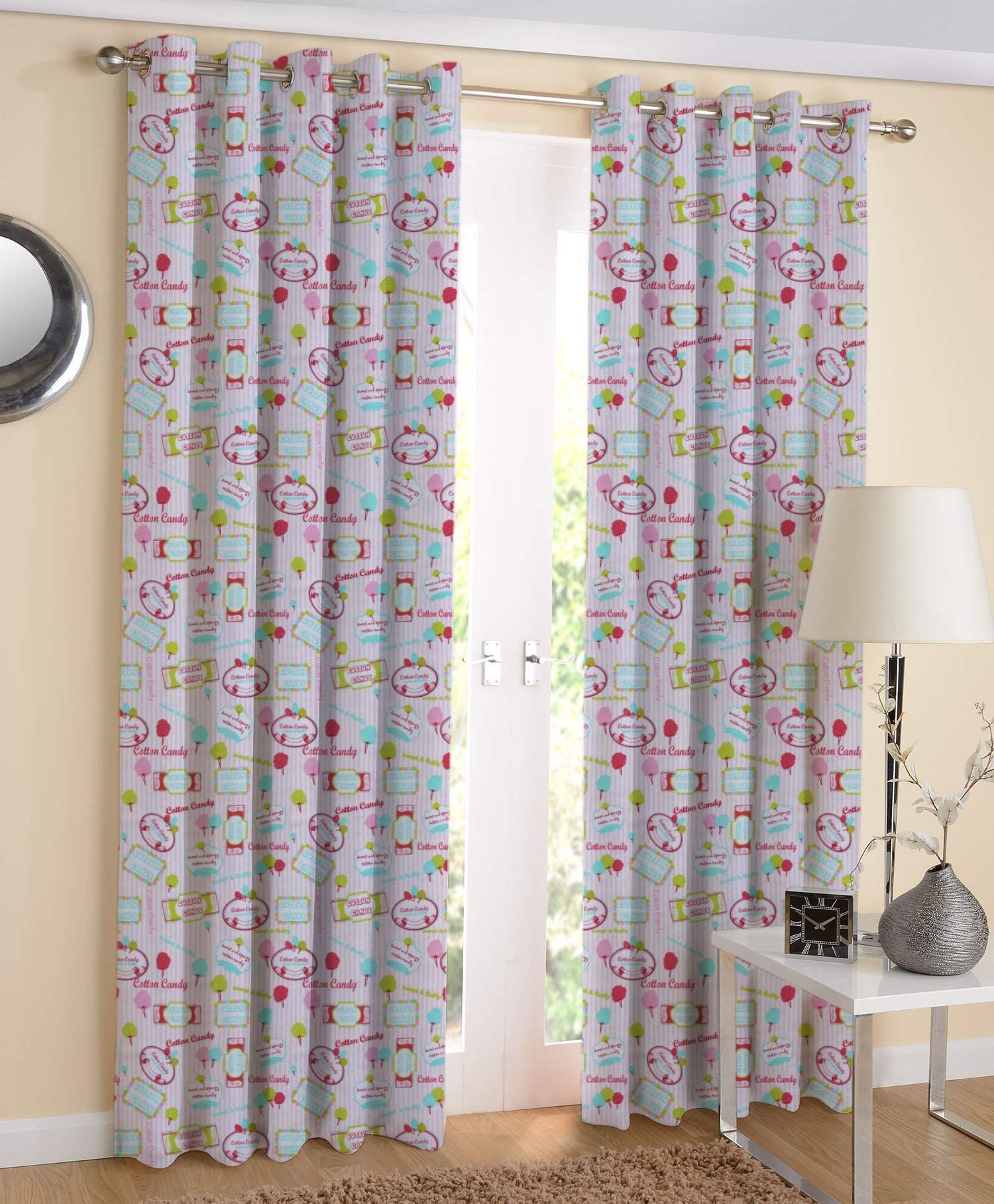 AIRWILL, 100% Cotton Eyelet Door Curtains Sized 4ft in Width and 7ft in Length, Multicolor Pack of 2 Pieces