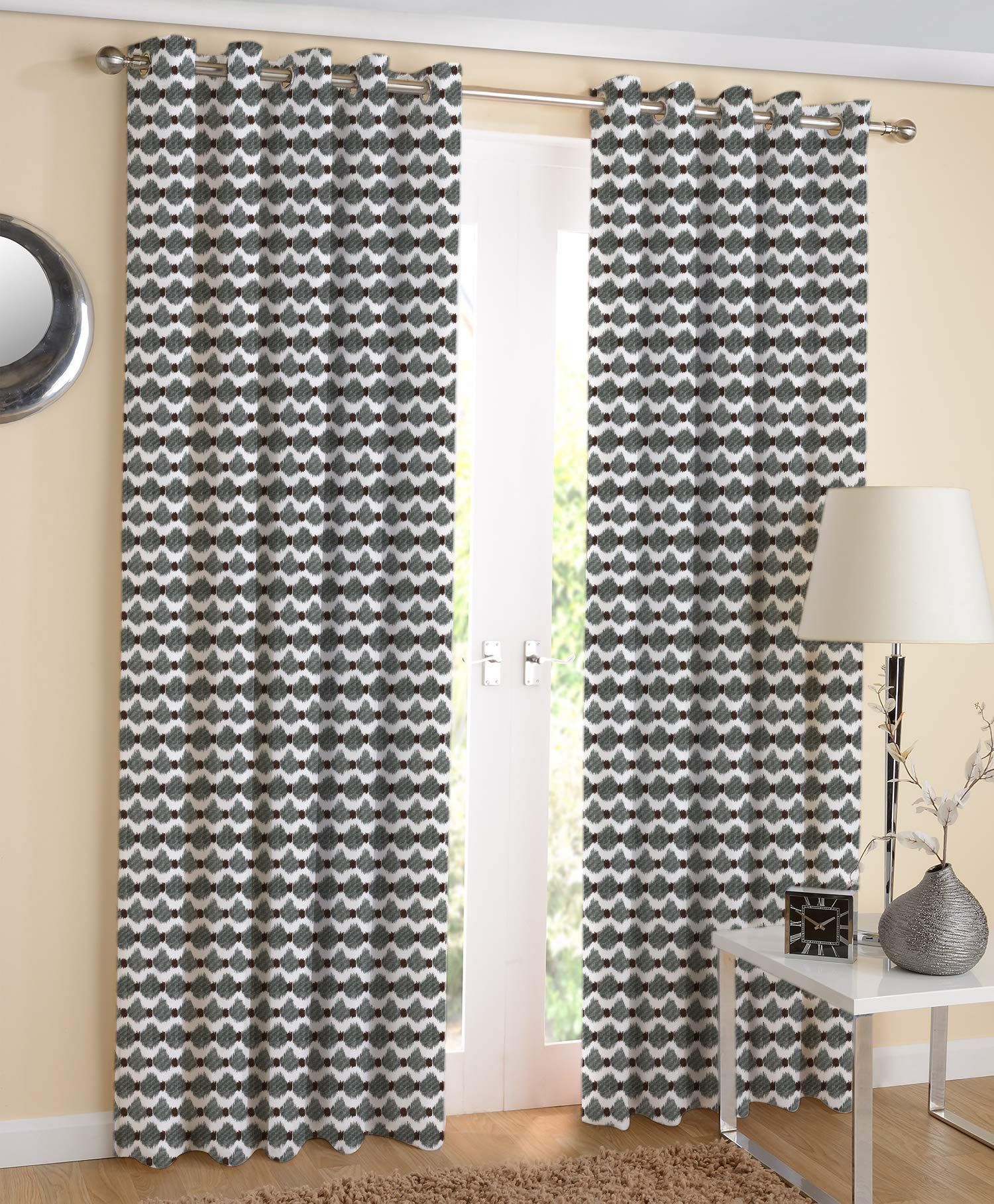 AIRWILL, 100% Cotton Eyelet Door Curtains Sized 4ft in Width and 7ft in Length, Multicolor Pack of 2 Pieces