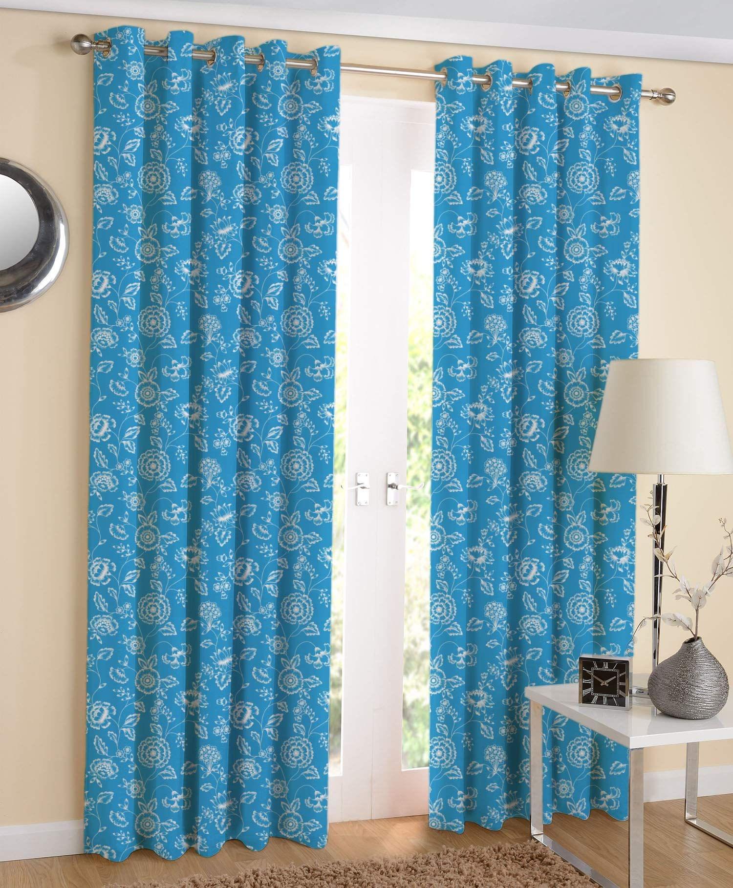 AIRWILL, 100% Cotton Eyelet Door Curtains Sized 4ft in Width and 7ft in Length, Multicolor Pack of 2 Pieces