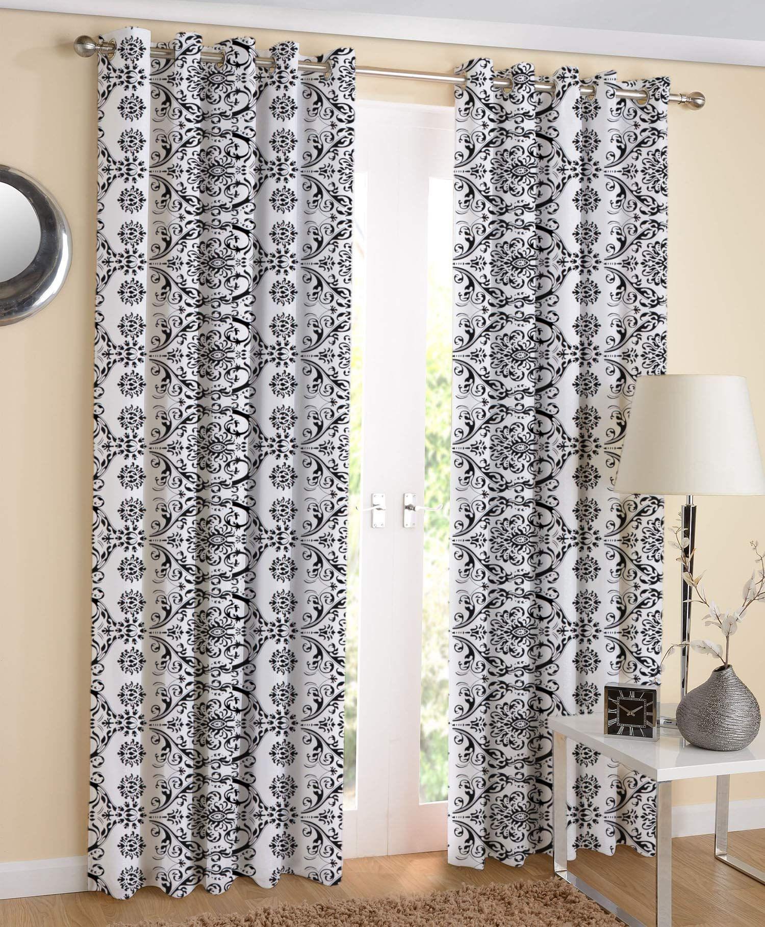 AIRWILL, 100% Cotton Eyelet Door Curtains Sized 4ft in Width and 7ft in Length, Multicolor Pack of 2 Pieces