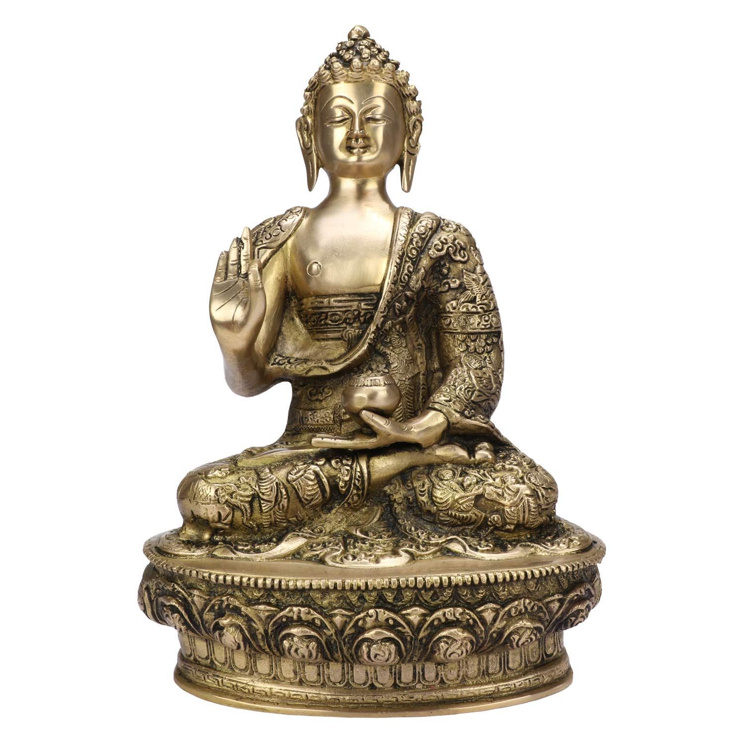 ARTVARKO Life Story Brass Blessing Gautam Buddha Statue Idol for Home Decoration Religious Office Gift Showpiece Vastu Luck Statue 12 Inch Big Decor.