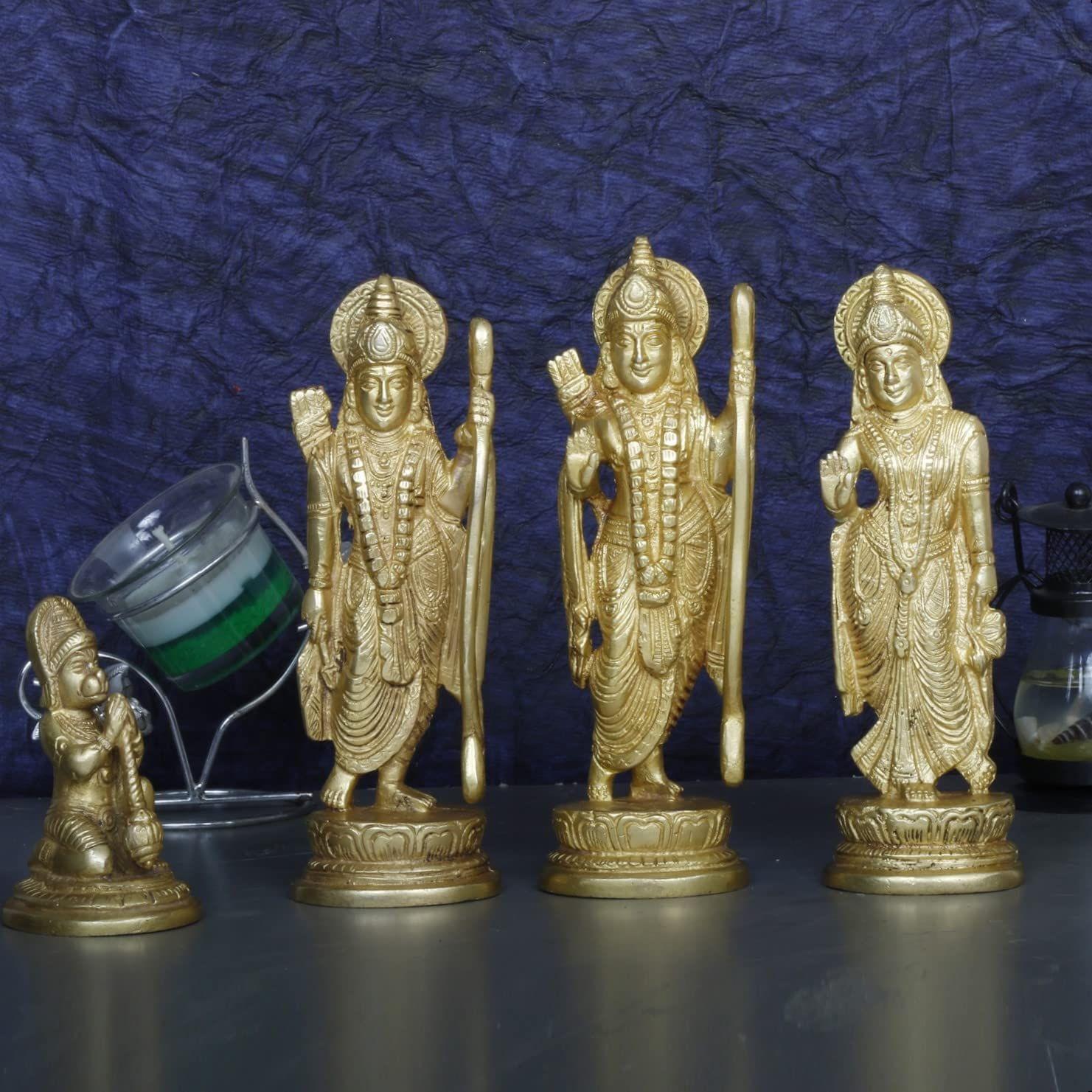 ARTVARKO? Ram Sita Laxman Hanuman Statue God Figurine Brass Metal Sculpture Ram Darbar Idol Murti Height for Mandir -7 Inches Big Home Decor