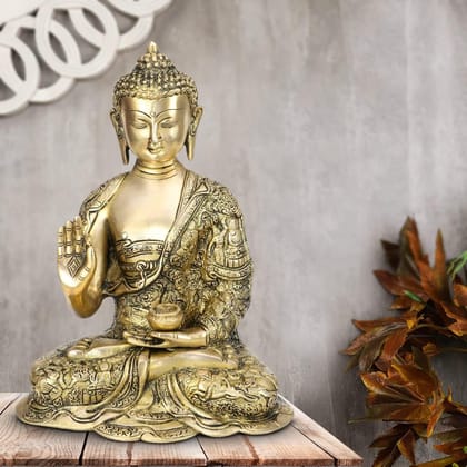 ARTVARKO Bhagwan Buddha Life Story Statue Blessing Face Murti for Home D?cor Entrance Office Table Living Room Meditation Luck (Gold 12 Inches)