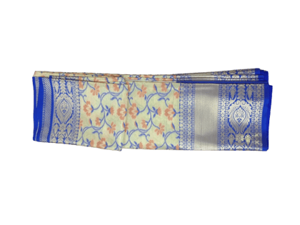 Women Ethnic Litchi & Blue Coloured Silk Saree