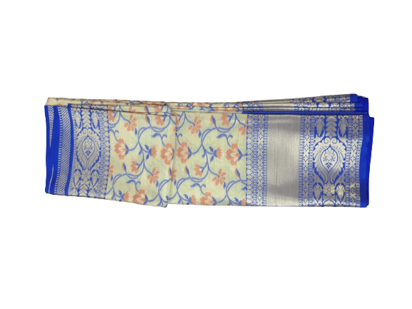 Women Ethnic Litchi & Blue Coloured Silk Saree