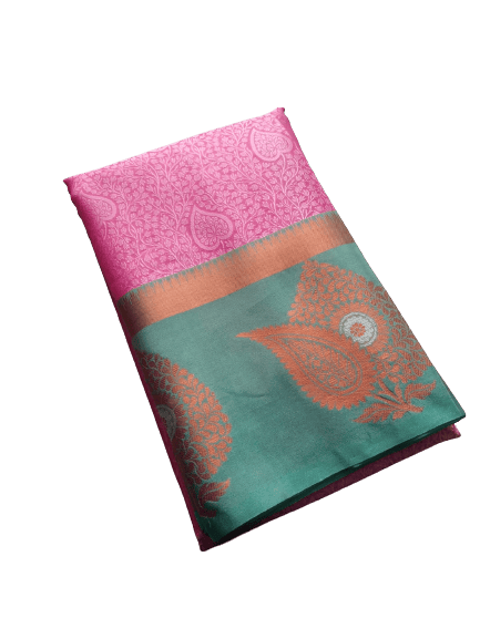 Banarasi Kora Muslin Saree With Floral Tanchoi Design & Skirt Border