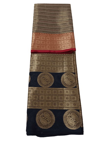 Tissue Multi Lining Zari Skirt Border Saree