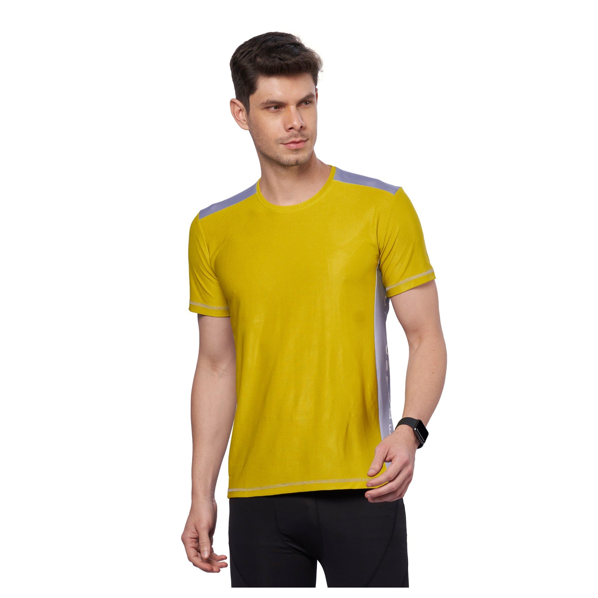 DOMIN8 Men's Contrast Cut and sew at Side Training T-Shirt