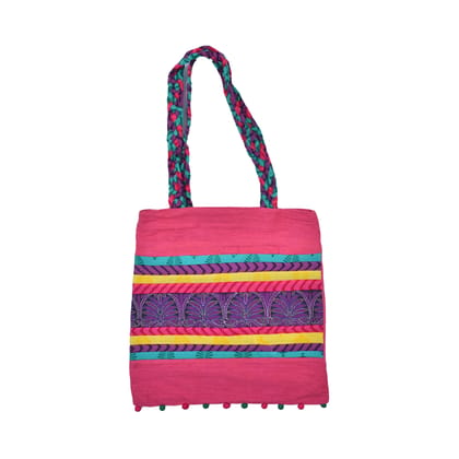Tribes India Handcrafted Embroidery Pink Bag