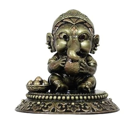 COPPERHOARD Laddu Ganesh Blessing Ganesha with Stand for Home Temple COPPERHOARD Laddu Ganesh Blessing Ganesha with Stand for Home Temple