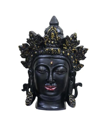 COPPERHOARD Black Gold Resin Tara Devi Goddess Tara Meditating Buddha Head Statue with Beautiful Smile and Crown for Home Decor and Gifting. COPPERHOARD Black Gold Resin Tara Devi Goddess Tara Meditating Buddha Head Statue with Beautiful Smile and Crown for Home Decor and Gifting.