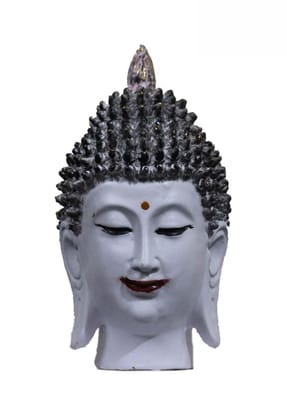 COPPERHOARD White Multicoloured Resin Meditating Buddha Head Statue with Beautiful Smile for Peace and Tranquility. COPPERHOARD White Multicoloured Resin Meditating Buddha Head Statue with Beautiful Smile for Peace and Tranquility.