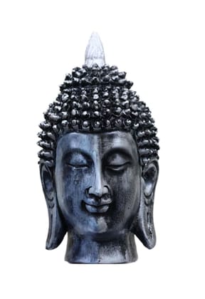 COPPERHOARD Multicoloured Grey White Resin Meditating Buddha Head Statue for Home Temple and as Showpiece. COPPERHOARD Multicoloured Grey White Resin Meditating Buddha Head Statue for Home Temple and as Showpiece.