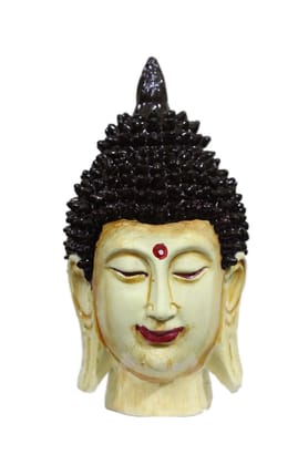 COPPERHOARD Beige Brown Multicoloured Resin Meditating Buddha Head Statue with Beautiful Smile for Home Temple and Showpiece. COPPERHOARD Beige Brown Multicoloured Resin Meditating Buddha Head Statue with Beautiful Smile for Home Temple and Showpiece.