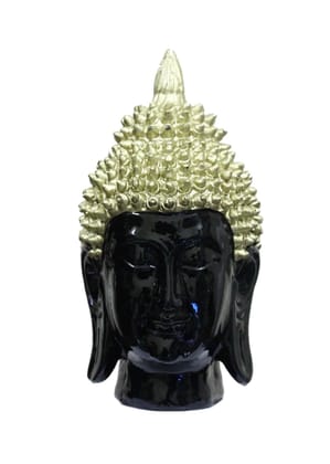 COPPERHOARD Gold Black Resin Meditating Buddha Head Statue with Beautiful Smile for Home Temple and Showpiece. COPPERHOARD Gold Black Resin Meditating Buddha Head Statue with Beautiful Smile for Home Temple and Showpiece.