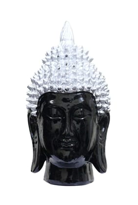 COPPERHOARD Silver Black Resin Meditating Buddha Head Statue with Beautiful Smile for Home Temple and Showpiece. COPPERHOARD Silver Black Resin Meditating Buddha Head Statue with Beautiful Smile for Home Temple and Showpiece.
