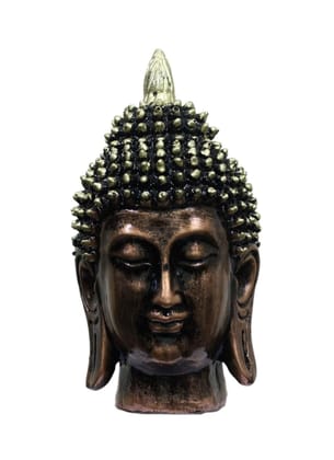 COPPERHOARD Gold Copper Resin Meditating Buddha Head Statue with Beautiful Smile for Home Decor and Gifting. COPPERHOARD Gold Copper Resin Meditating Buddha Head Statue with Beautiful Smile for Home Decor and Gifting.