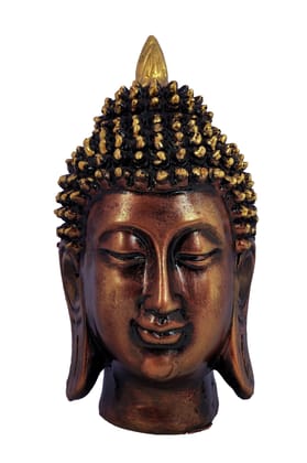 COPPERHOARD Antique Copper Colour Resin Buddha Head Statue Idol for Home Living Room Bedroom Decoration COPPERHOARD Antique Copper Colour Resin Buddha Head Statue Idol for Home Living Room Bedroom Decoration