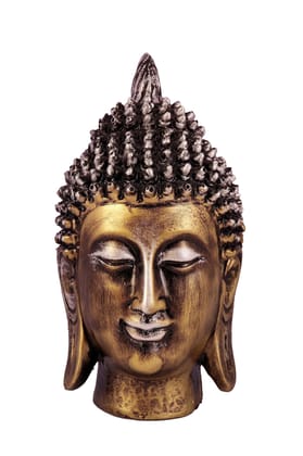 COPPERHOARD Gold Colour Resin Buddha Long Head Statue Showpiece for Home & Office Decor, Gifting Decorative Statue COPPERHOARD Gold Colour Resin Buddha Long Head Statue Showpiece for Home & Office Decor, Gifting Decorative Statue