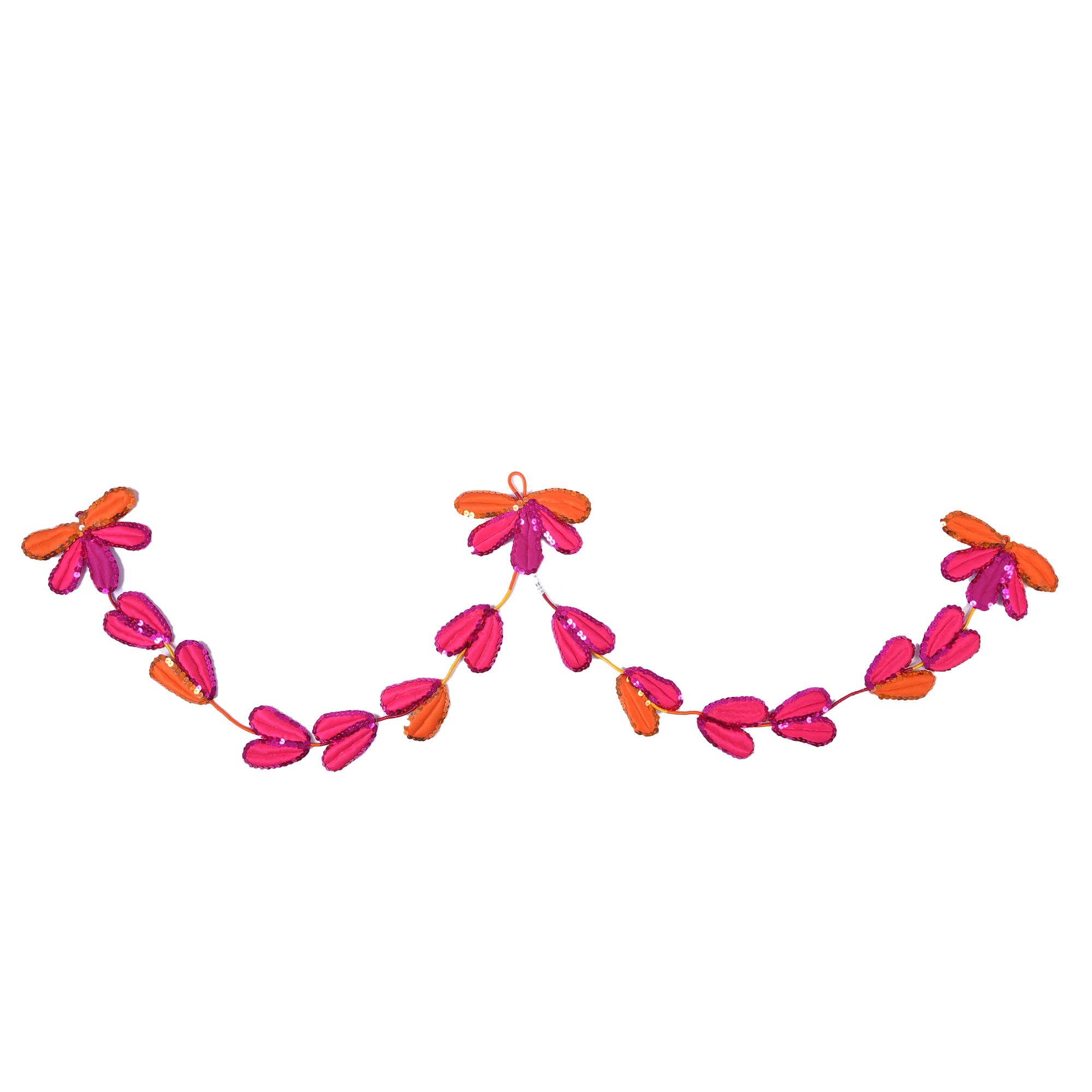 Tribes India Handmade Toran Leaves with beadwork Pink & Orange