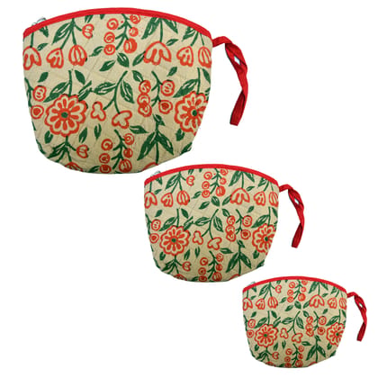 Tribes India Handmade Cotton, Sponge & Bid Work Green Pouch