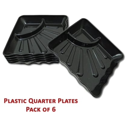 Inpro Stylish Plastic Plates in 6 Black Color for Serving Snacks / Kitchen crockery / pasta plate / Half plate-Plastic Snacks plates-half plates-small plate- plastic kitchen crockery Inpro Stylish Plastic Plates in 6 Black Color for Serving Snacks / Kitchen crockery / pasta plate / Half plate-Plastic Snacks plates-half plates-small plate- plastic kitchen crockery