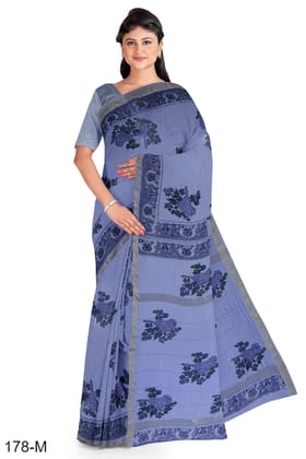 Purple Hand Block Printed Maheshwari Saree Purple Hand Block Printed Maheshwari Saree