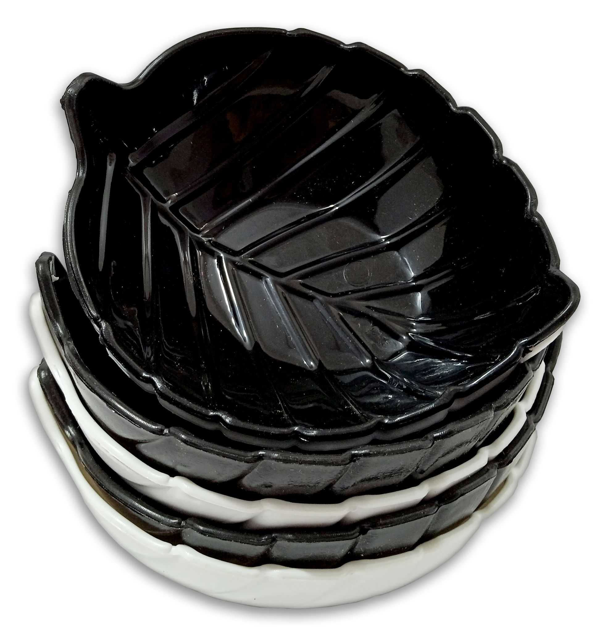 Inpro Stylish Designer Shape Plastic Bowls in 3  Black & 3 White Color for Snacks-Light Weight Bowl / Pasta Bowl / Serving Bowl- Plastic snacks Bowl-designer bowl-stylish bowl – kitchen crockery