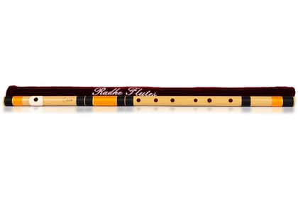 Radhe Flutes | PVC Fiber | G Natural Bansuri | Base Octave (26 Inches) | RIGHT Handed | With VELVET COVER | HARD Cardboard Tube for Hard Case Radhe Flutes | PVC Fiber | G Natural Bansuri | Base Octave (26 Inches) | RIGHT Handed | With VELVET COVER | HARD Cardboard Tube for Hard Case