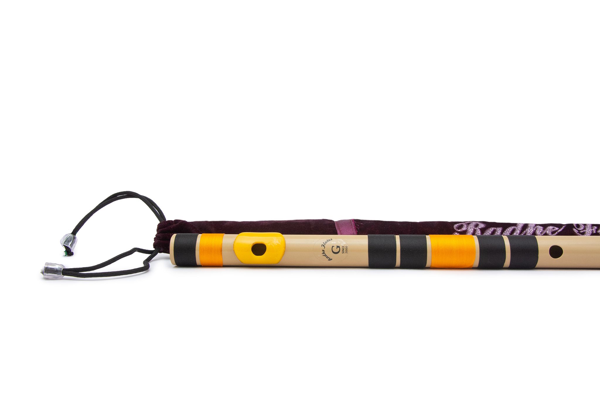 Radhe Flutes PVC Fiber G Natural Bansuri Base Octave LEFT Handed With VELVET COVER