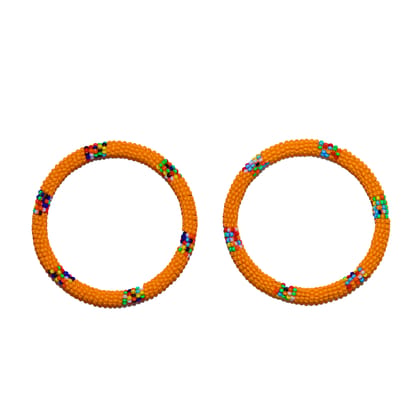Tribes India Handcrafted Orange Bangles