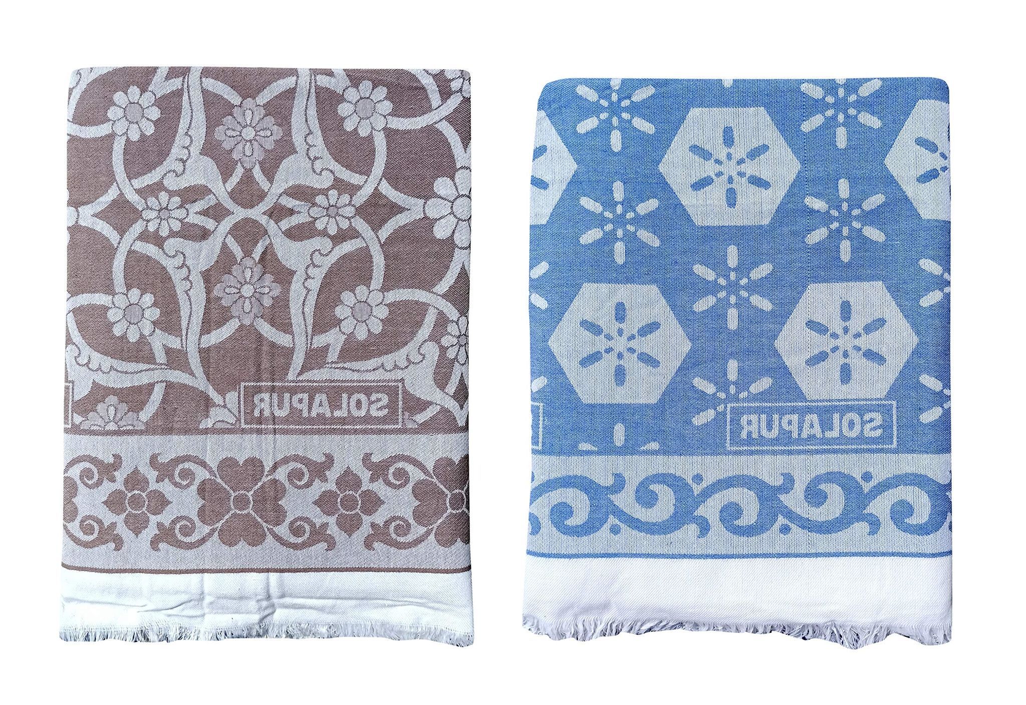 Mandhania Super Soft Premium Light Weight Solapur Chaddar 100% Cotton Dailyuse Single Bed Blanket Pack of 2 (206)