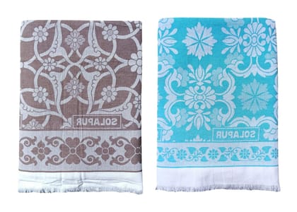 Mandhania Super Soft Premium Light Weight Solapur Cotton Daily Use Single Bed Blanket/Chaddar (205, Multicolour) - Pack of 2