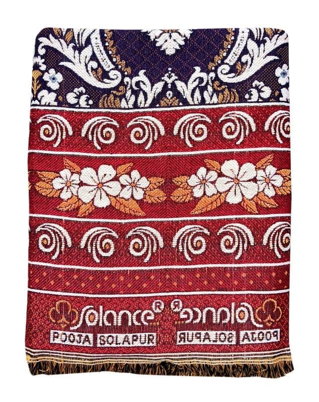 Solance by Mandhania Solapur Chaddar Cotton Blanket, Bed Sheet Single Bed Full Size Pack of 1 (PCSS109)