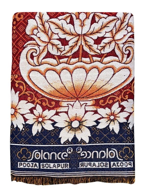 Solance by Mandhania Solapur Chaddar Cotton Blanket, Bed Sheet Single Bed Full Size Pack of 1 (PCSS107)