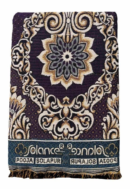 Solance by Mandhania Solapur Chaddar Cotton Blanket, Bed Sheet Single Bed Full Size Pack of 1 (PCSS105)