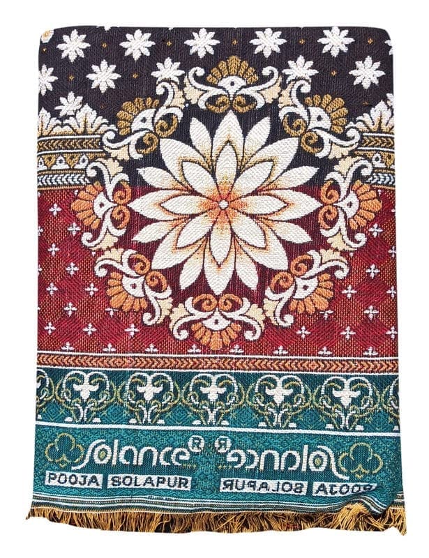 Solance by Mandhania Solapur Chaddar Cotton Blanket, Bed Sheet Single Bed Full Size Pack of 1 (PCSS1023)
