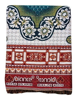 Solance by Mandhania Solapur Chaddar Cotton Blanket, Bed Sheet Single Bed Full Size Pack of 1 (PCSS1022)