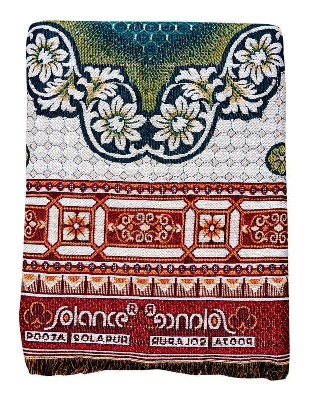 Solance by Mandhania Solapur Chaddar Cotton Blanket, Bed Sheet Single Bed Full Size Pack of 1 (PCSS1022)