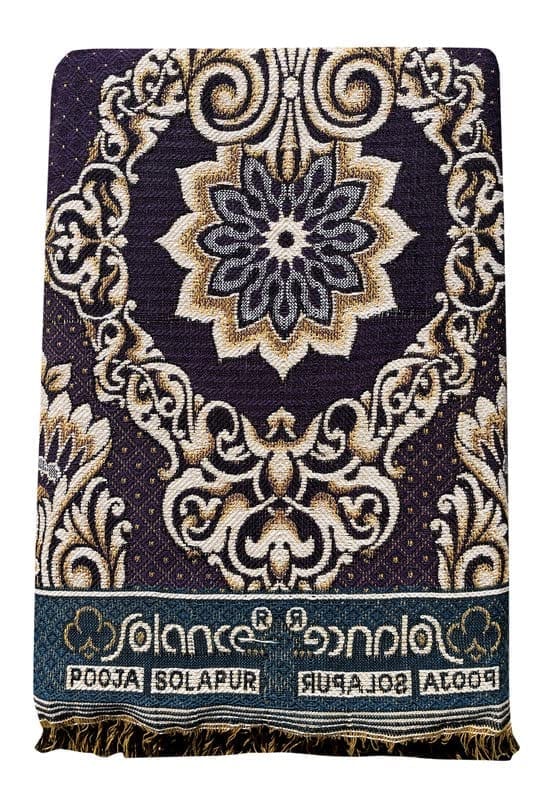Solance by Mandhania Solapur Chaddar Cotton Blanket, Bed Sheet Single Bed Full Size Pack of 1 (PCSS1016)