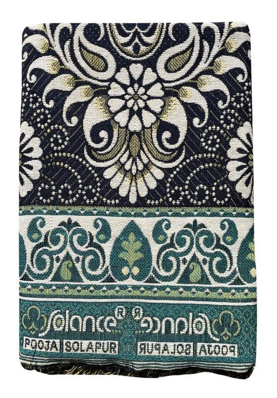 Solance by Mandhania Solapur Chaddar Cotton Blanket, Bed Sheet Single Bed Full Size Pack of 1 (PCSS1014)