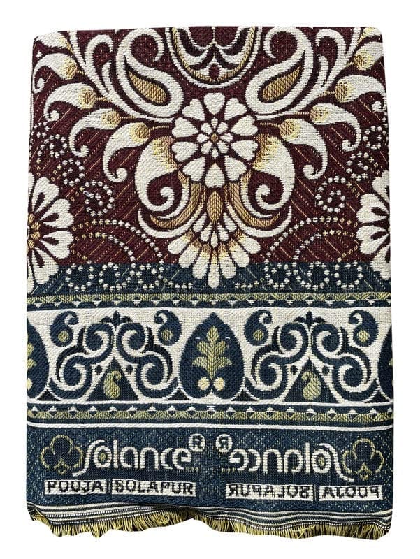 Solance by Mandhania Solapur Chaddar Cotton Blanket, Bed Sheet Single Bed Full Size Pack of 1 (PCSS1012)