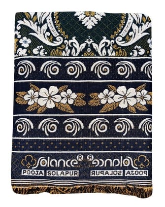 Solance by Mandhania Solapur Chaddar Cotton Blanket, Bed Sheet Single Bed Full Size Pack of 1 (PCSS1010)